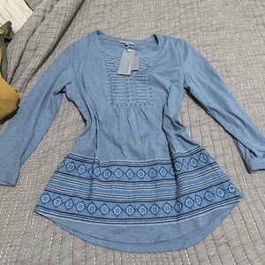 Blue Embroidered Daniel Rainn Women's Top